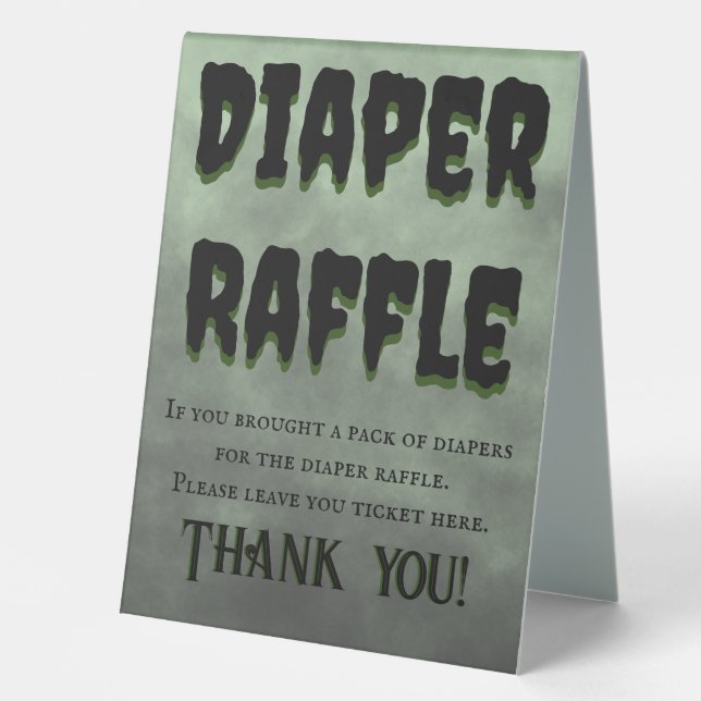Wir haben ein Monster-Windeln-Raffle erstellt Tischaufsteller (Vorderseite)