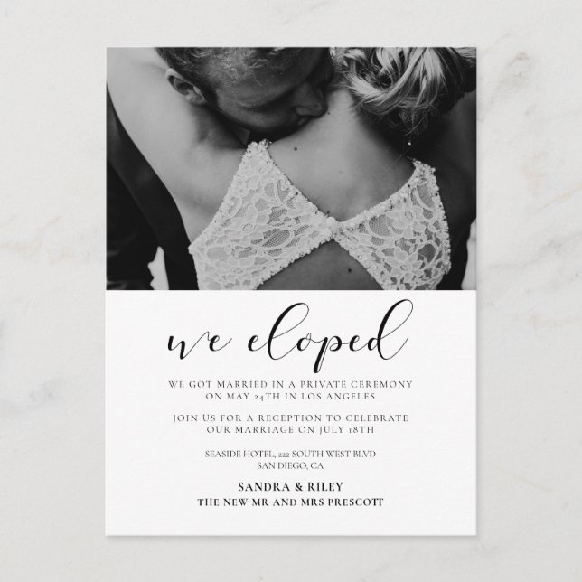 Wir haben eine elegante Design-Hochzeitsankündigun Postkarte (Vorderseite)