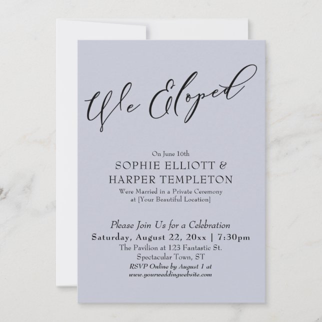 Wir haben eine elegante, einfache, duftende blaue  einladung (Vorderseite)