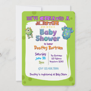 Wir haben eine grüne Monster-Babyparty erschaffen Einladung