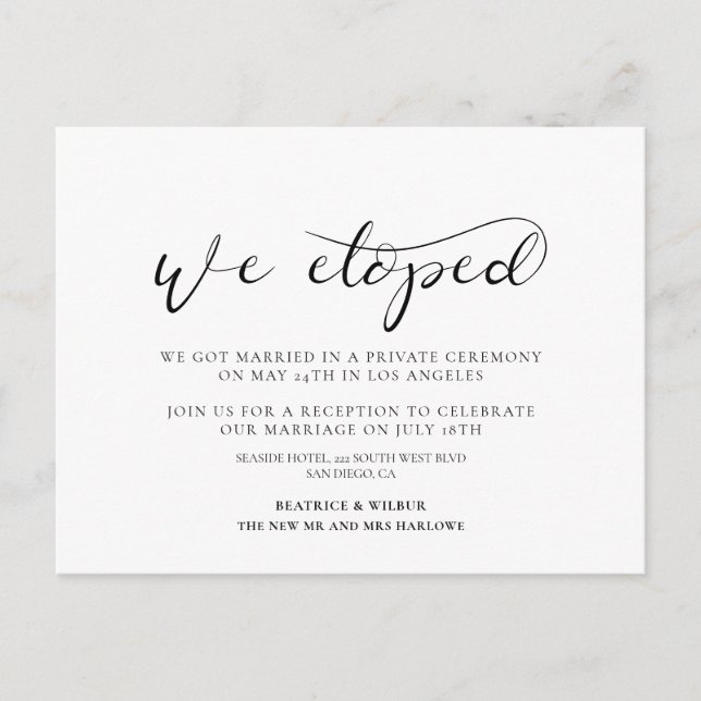 Wir haben Elegant calligraphY Ankündigung Postkarte (Vorderseite)