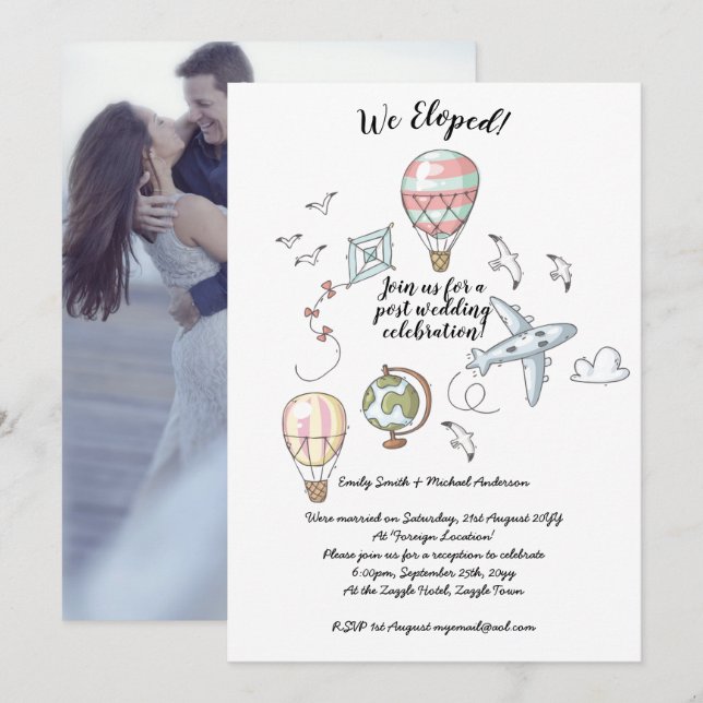 Wir haben Eloped - Hochzeiten Feiern Einladungen m (Vorne/Hinten)