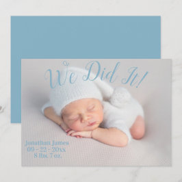 Wir haben es gemacht, Foto Stats Script Baby Boy B Ankündigung