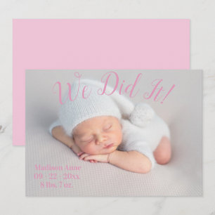 Wir haben es gemacht, Foto Stats Script Baby Girl  Ankündigung