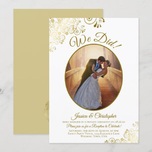 Wir haben es geschafft! Goldene und weiße Hochzeit Einladung