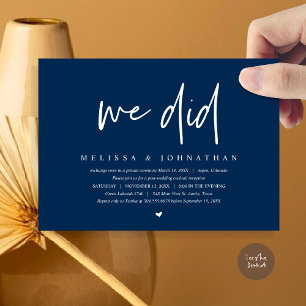 Wir Haben Es Getan, Hochzeits-Elopement-Party, Mod Einladung