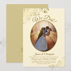 Wir haben es getan! Hochzeitsempfang für Elfenbein Einladung