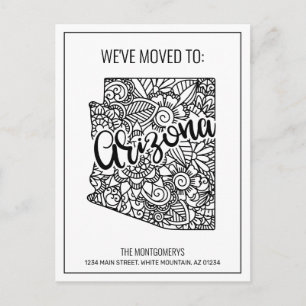 Wir haben Floral Mandala Arizona Staat New Zuhause Ankündigungspostkarte