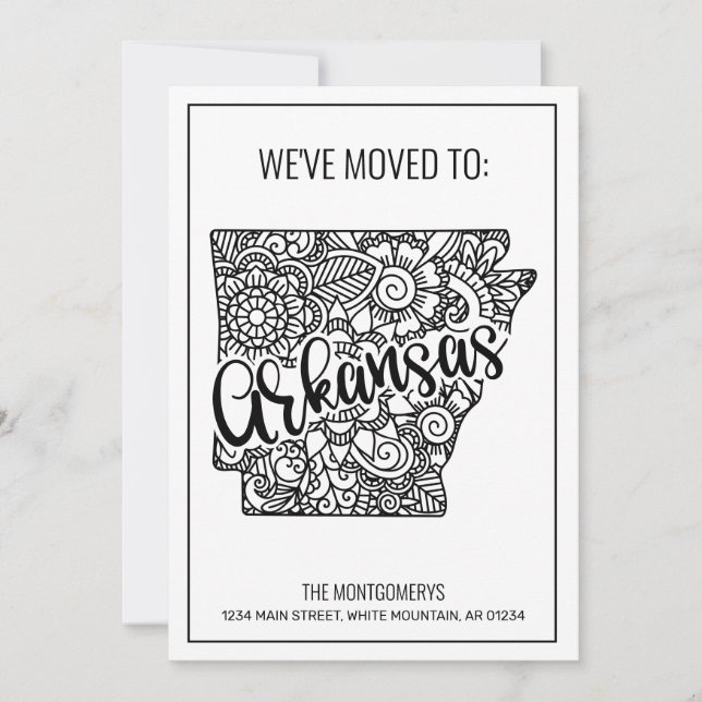 Wir haben Floral Mandala Arkansas Staat Neue Zuhau Ankündigung (Vorderseite)
