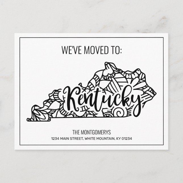 Wir haben Floral Mandala Kentucky Staat bewegt Ankündigungspostkarte (Vorderseite)