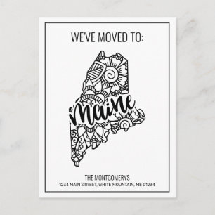 Wir haben Floral Mandala Maine Staat verschoben Ankündigungspostkarte