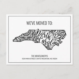 Wir haben Floral Mandala North Carolina Staat Ankündigungspostkarte