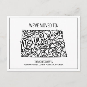 Wir haben Floral Mandala North Dakota Staat bewegt Ankündigungspostkarte