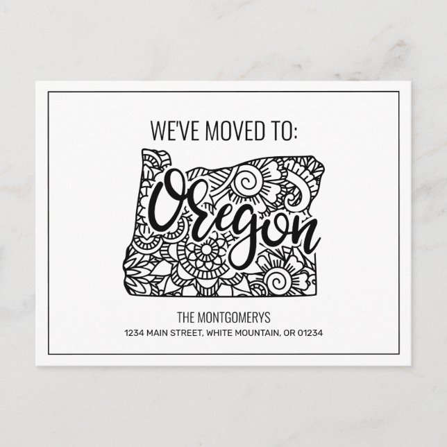 Wir haben Floral Mandala Oregon Staat bewegt Ankündigungspostkarte (Vorderseite)