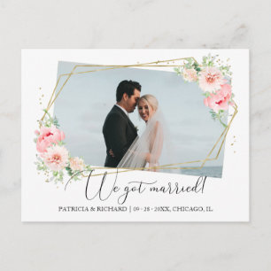 Wir haben geheiratet - Florale Hochzeitsanzeige fü Postkarte