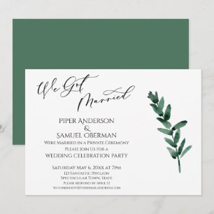 Wir haben geheiratet Green Painted Leaves Nur-Reze Einladung
