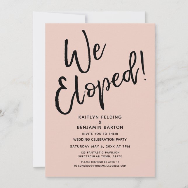 Wir haben gepflückt! Lässige Blush Post Hochzeit Einladung (Vorderseite)