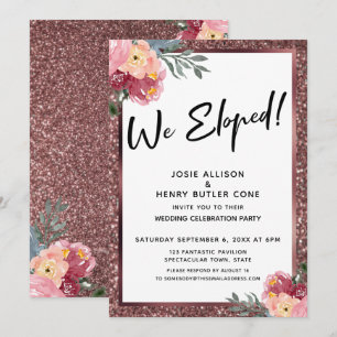 Wir haben gepflückt! Rose Gold Glitzer und Blume E Einladung