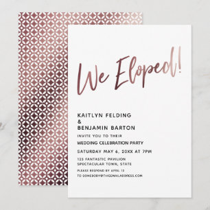 Wir haben gepflückt! Rose Gold Hochzeitsempfang Einladung