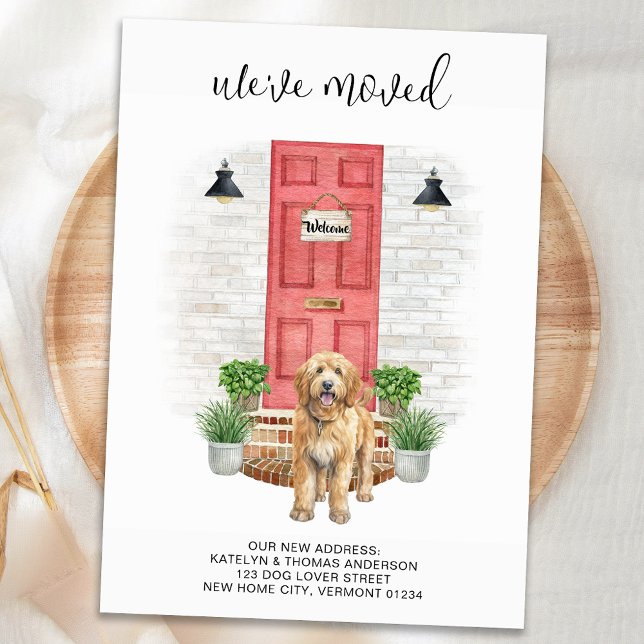 Wir haben Golden Doodle Red Door Moving Ankündigung (Von Creator hochgeladen)