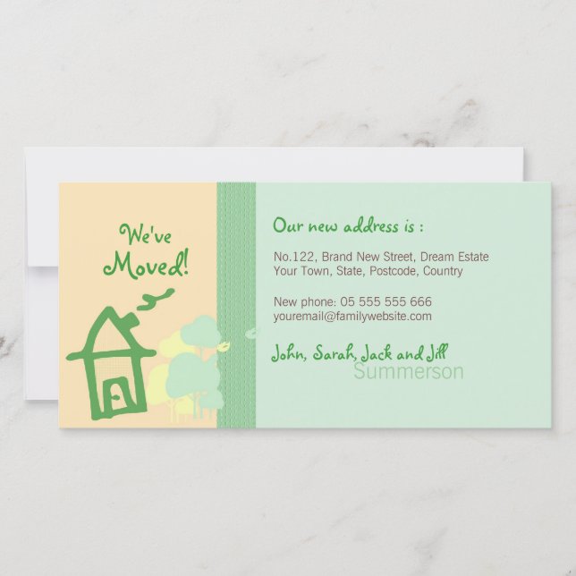 Wir haben Green & Beige Pastells Fotokarte verscho Ankündigung (Vorderseite)