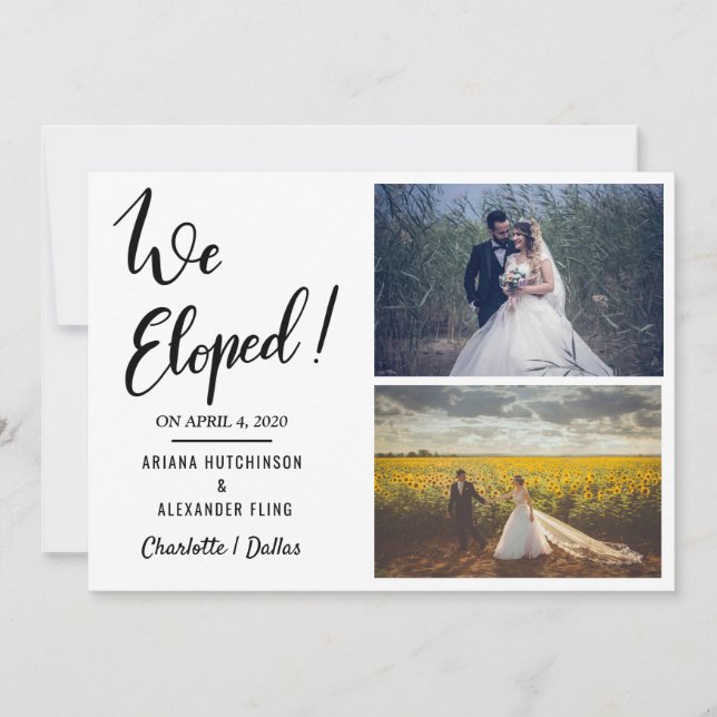 Wir haben handgeschriebenes Lässiges Zwei-Hochzeit Ankündigung (Vorderseite)