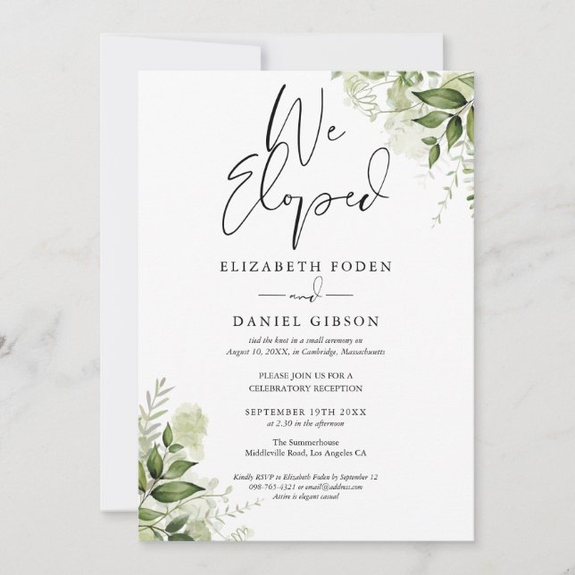 Wir haben Hochzeitsvows Grün florales Party Einladung (Vorderseite)