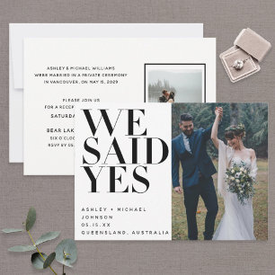 WIR HABEN JA GESAGT   2 Foto Hochzeitsempfang nur Einladung