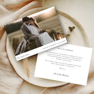 Wir haben Ja gesagt Boho Budget Hochzeitsfoto Vir Ankündigung