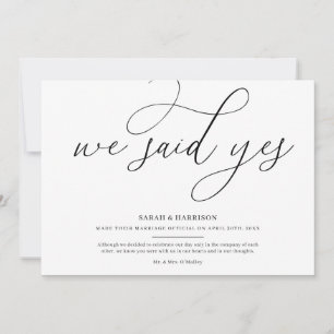 Wir haben Ja gesagt Minimalistische Hochzeitsanzei Einladung