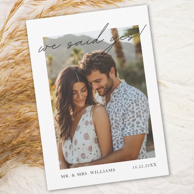 "Wir haben ja gesagt" Moderne Ankündigung Minimali (Elopement "We Said Yes" Announcement)