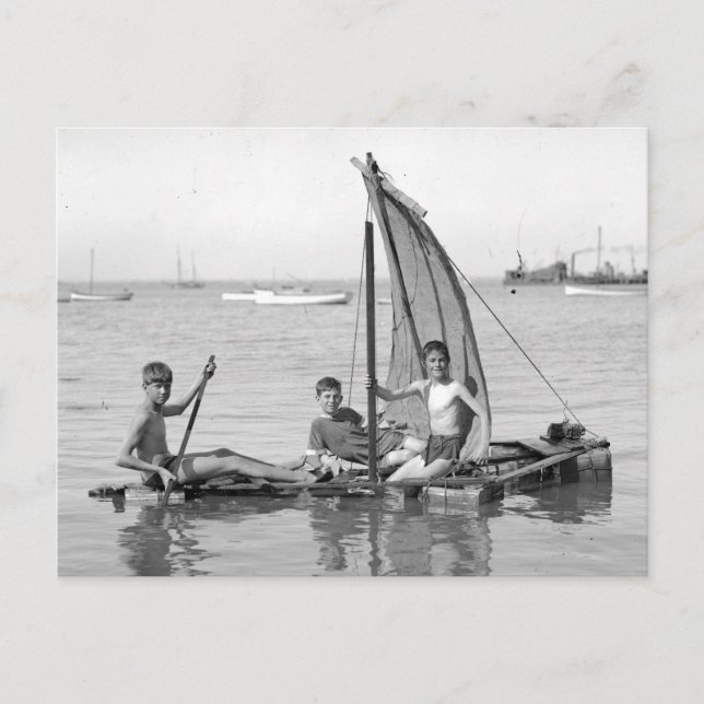 Wir haben Makeshift Raft. Fotograph Vintage Postkarte (Vorderseite)