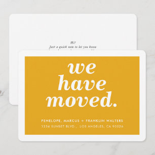 WIR HABEN moderne minimale neue Adresse gelb versc Ankündigung