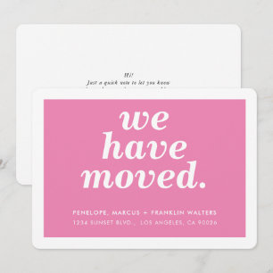 WIR HABEN moderne minimale neue Adresse Pink MOVVI Ankündigung