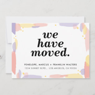 WIR HABEN MOVED moderne bemalt neue Adresskarte Ankündigung
