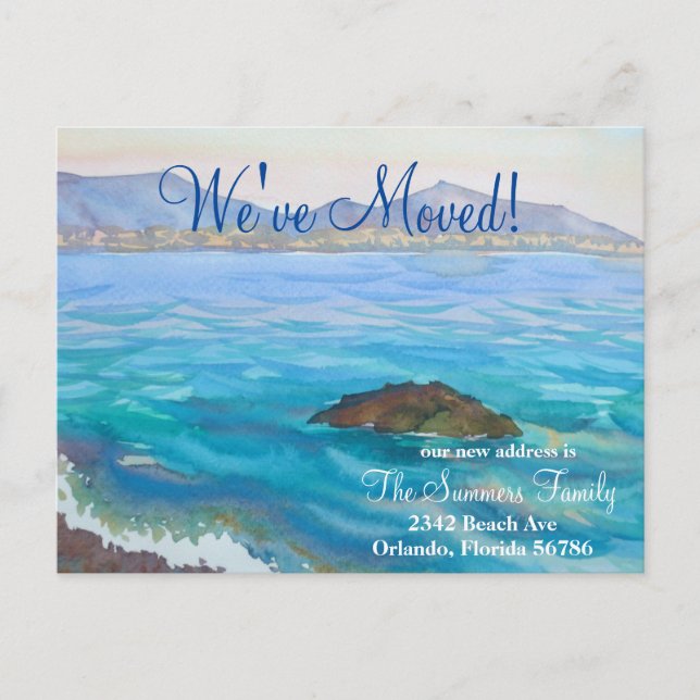 Wir haben neue Adresse Ankündigung Seascape versch (Vorderseite)