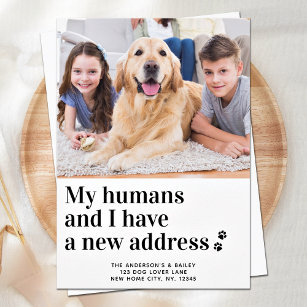 Wir haben neue Adresse Pet Foto verschieben Hund Ankündigung