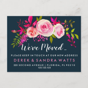 Wir haben neue Adresse rosa Rosen verschoben Ankündigungspostkarte