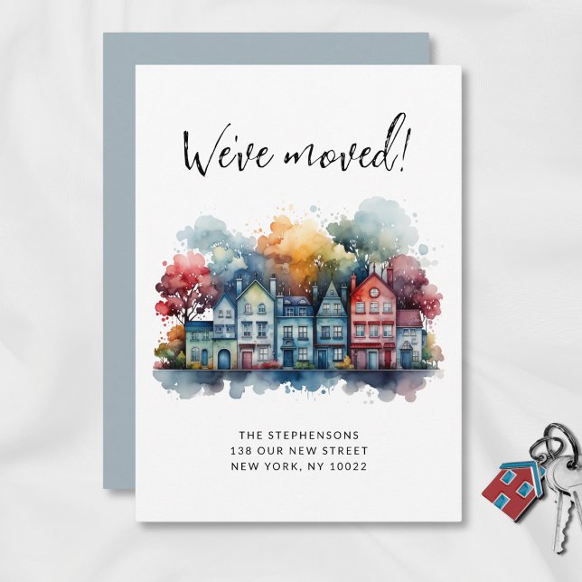 Wir haben neue Zuhause Niedliche Wasserfarbenhäuse Ankündigung (Von Creator hochgeladen)