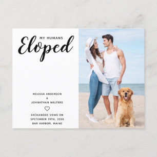 Wir haben nur verheirateten Hund Hochzeit Elopemen Ankündigungspostkarte