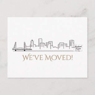 Wir haben Portland City Skyline verschoben Ankündigungspostkarte