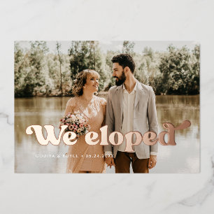 Wir haben Retro Hochzeit Foto Rose Goldfolie-Karte Folieneinladung