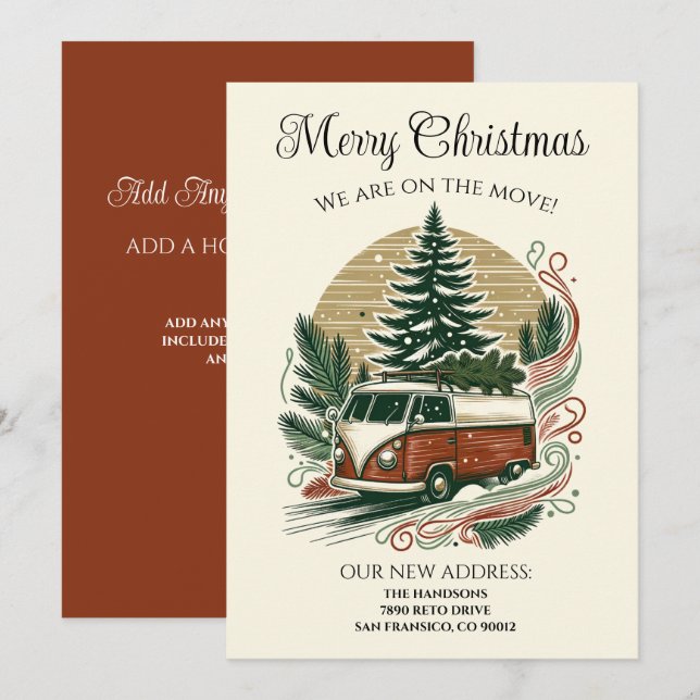 Wir haben Retro-Weihnachten verschoben Einladung (Vorne/Hinten)
