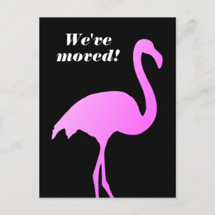 Wir haben rosa Flamingo verschoben Adressenkarten Ankündigungspostkarte