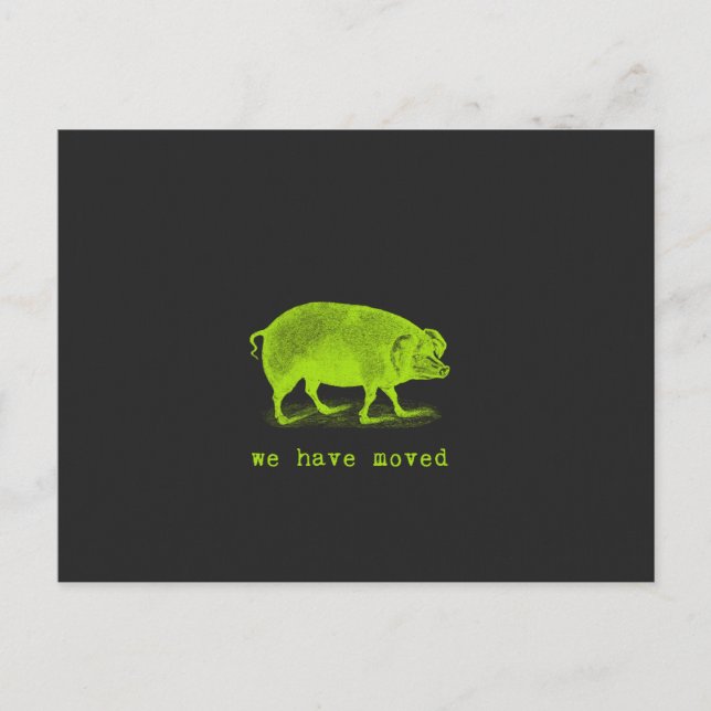 Wir haben rotes Schweinefleisch aus der Tafel vers Ankündigungspostkarte (Vorderseite)
