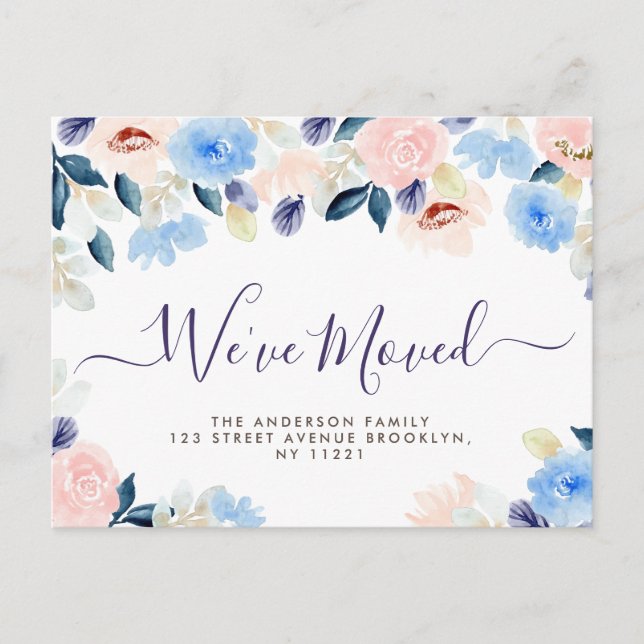 Wir haben Skript blauen pastellfarbenen Blüte Neue Postkarte (Vorderseite)
