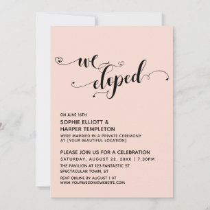 Wir haben Skript mit / Herz Blush Pink Empfang Einladung