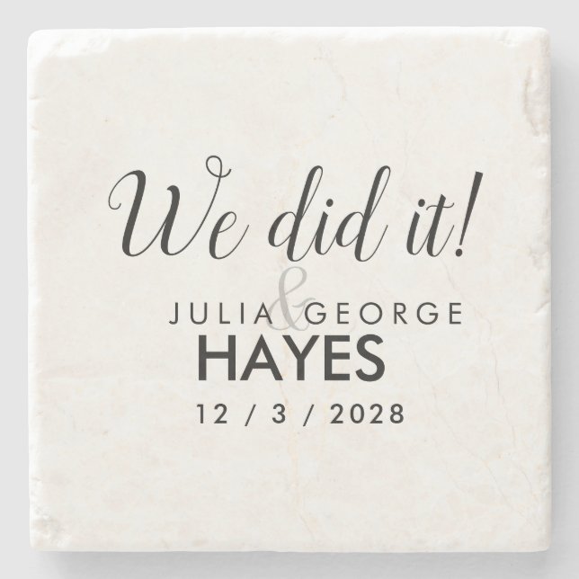 Wir haben Skripttext-Gastgeschenk Hochzeit gemacht Steinuntersetzer (Vorderseite)