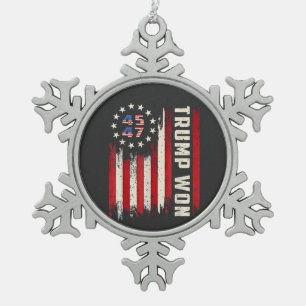 Wir haben TRUMP INAUGURATION Amerikanische Flagge Schneeflocken Zinn-Ornament