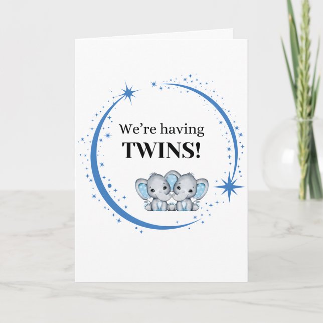 Wir haben Twins Boys Blue Birth Ankündigung (Vorderseite)